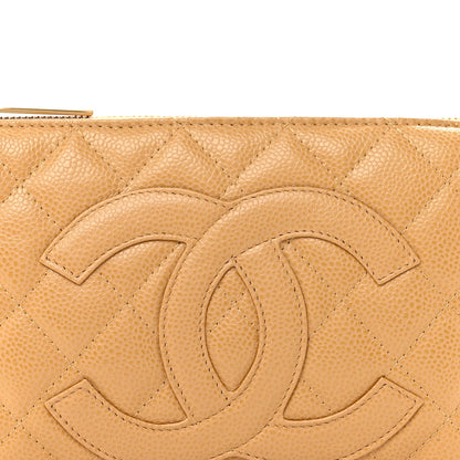 Quilted Caviar Shoulder Bag - Beige