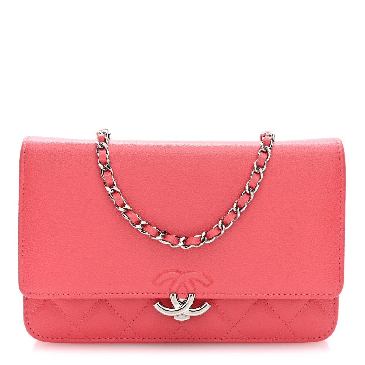 Quilted Calfskin Wallet Bag - Pink