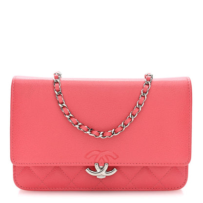 Quilted Calfskin Wallet Bag - Pink