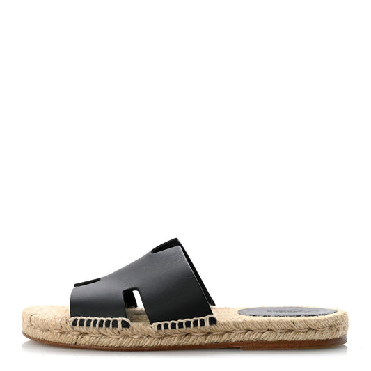 Calfskin Antigua Espadrille Sandals Black