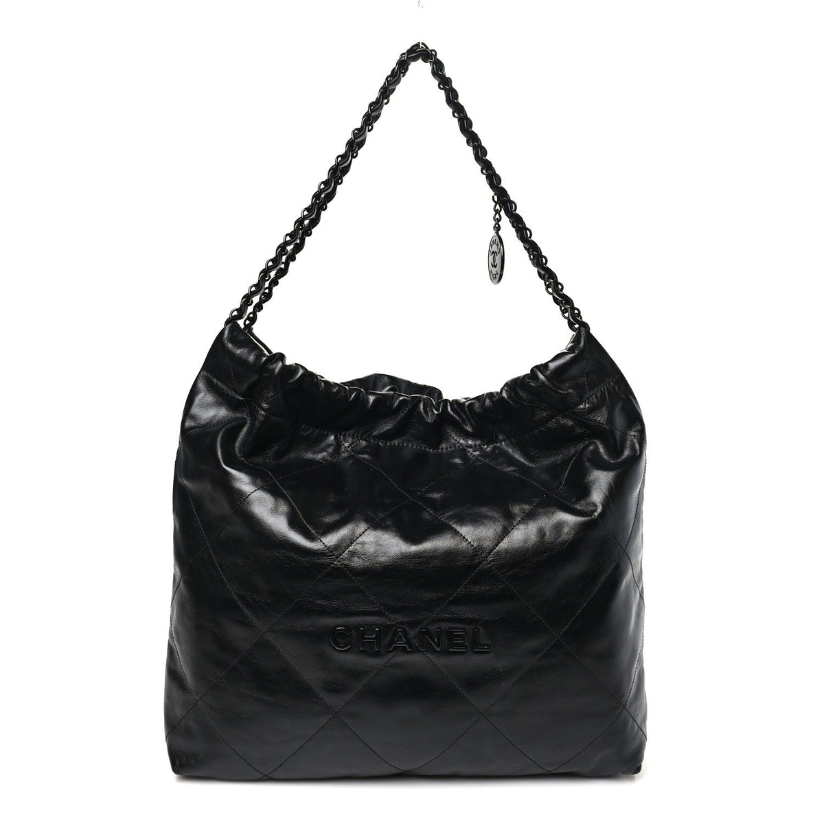 Large Quilted Calfskin Handbag - Black