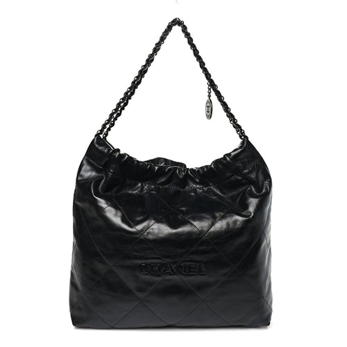 Large Quilted Calfskin Handbag - Black