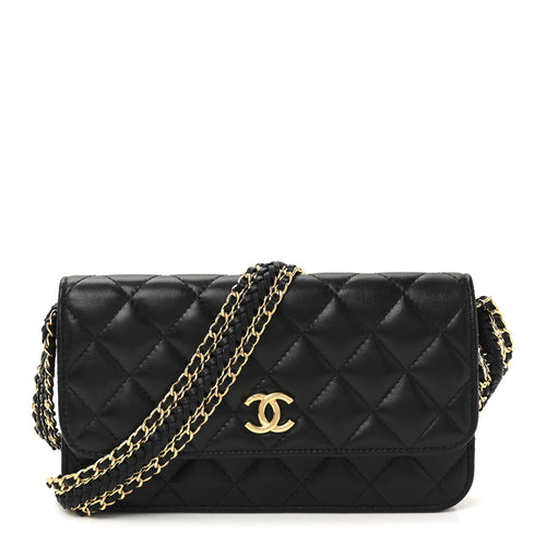 Quilted Lambskin Clutch Bag - Black