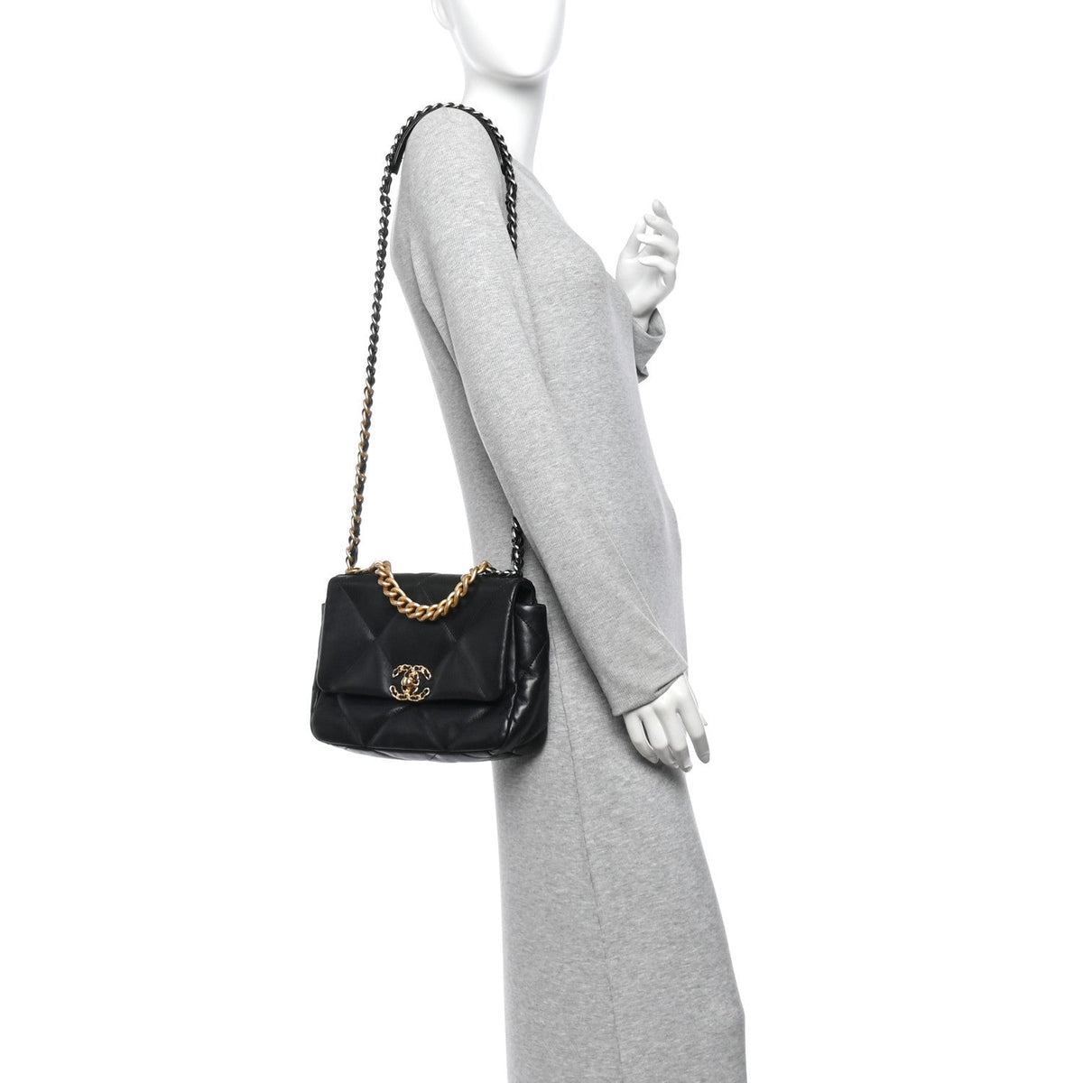 Medium Quilted Lambskin Flap Shoulder Bag - Black