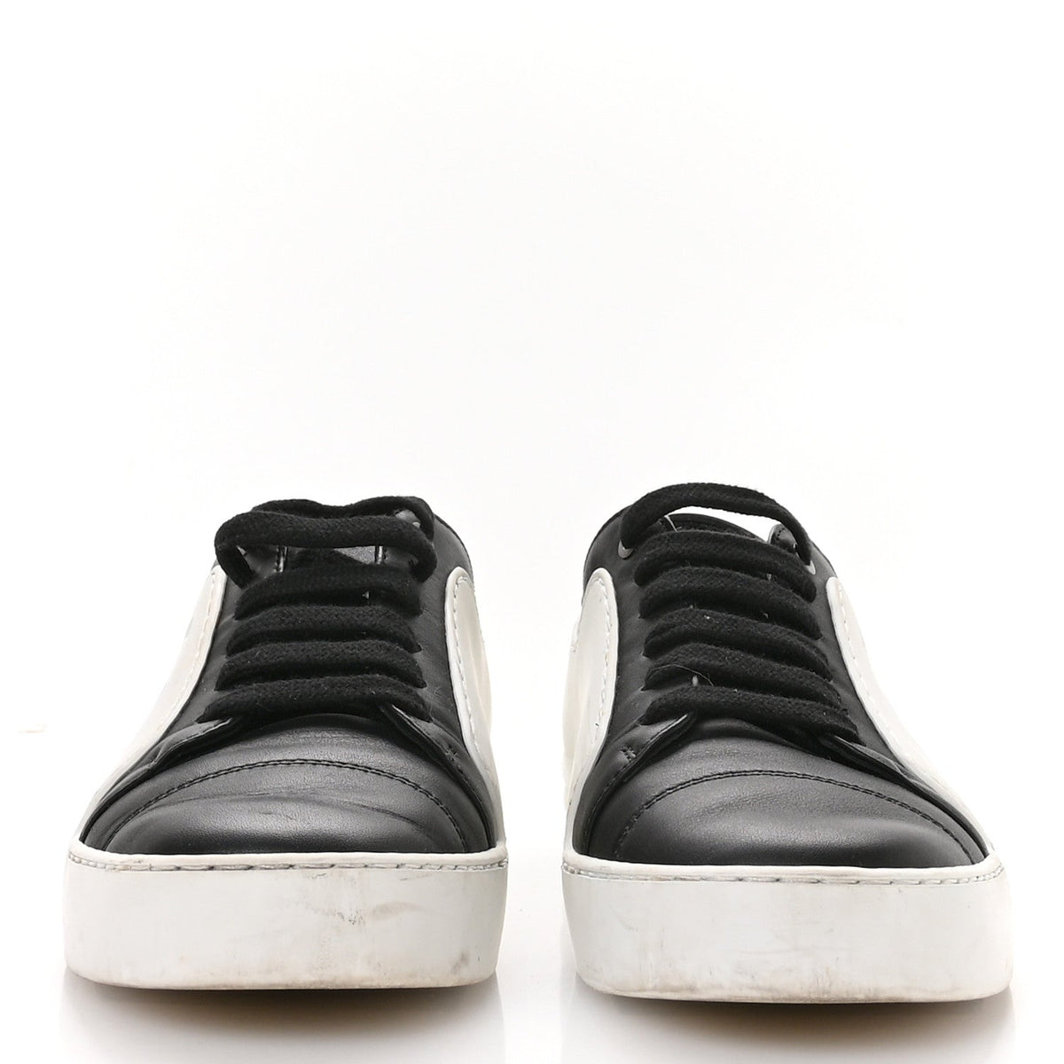 Chanel Calfskin CC Women's Sneakers 36 Black White