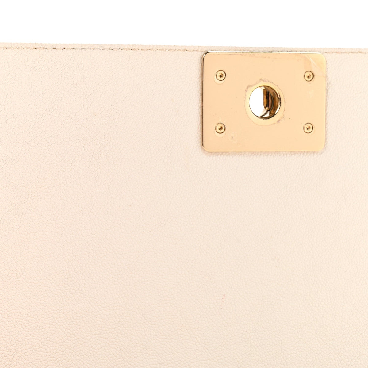 Medium Quilted Caviar Flap Shoulder Bag - White