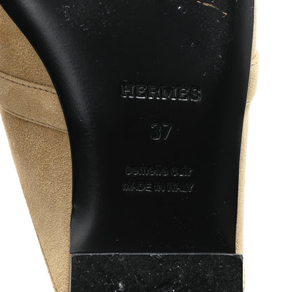 Hermes Suede Goatskin Women's Oz Mules 37 Beige Sable