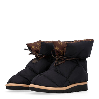Louis Vuitton Nylon Monogram Women's Pillow Comfort Ankle Boots 37 Black