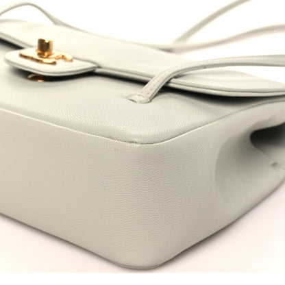 Small Caviar Flap Shoulder Bag - Light Green