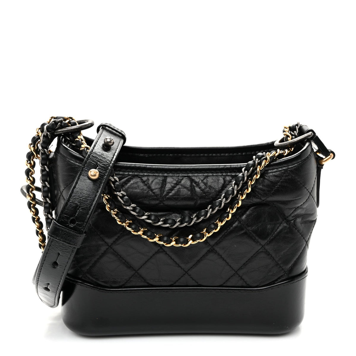 Small Quilted Calfskin Hobo Bag - Black