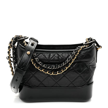 Small Quilted Calfskin Hobo Bag - Black