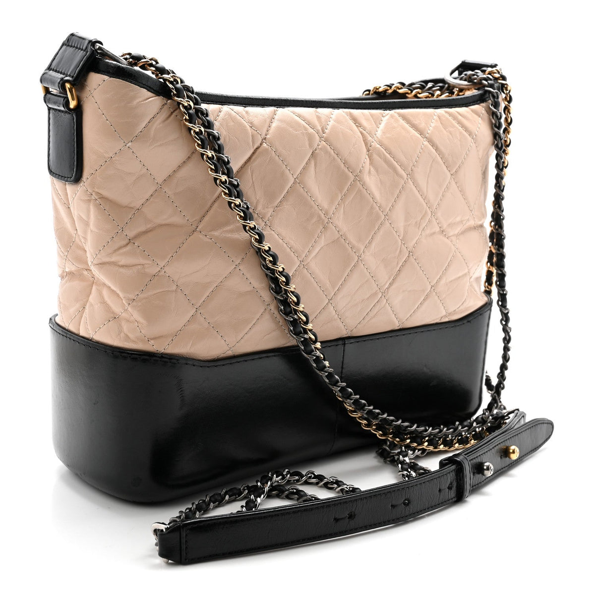 Medium Quilted Calfskin Hobo Bag - Beige