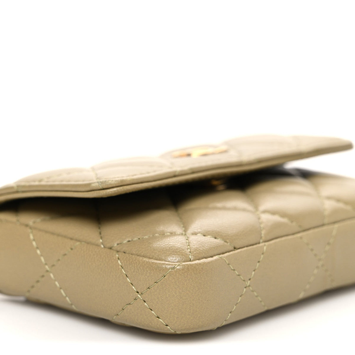Quilted Lambskin Clutch Bag - Light Green