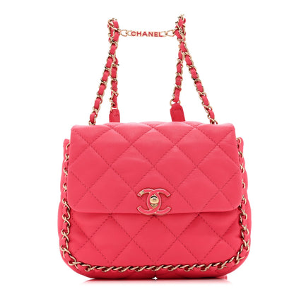 Quilted Lambskin Backpack - Pink