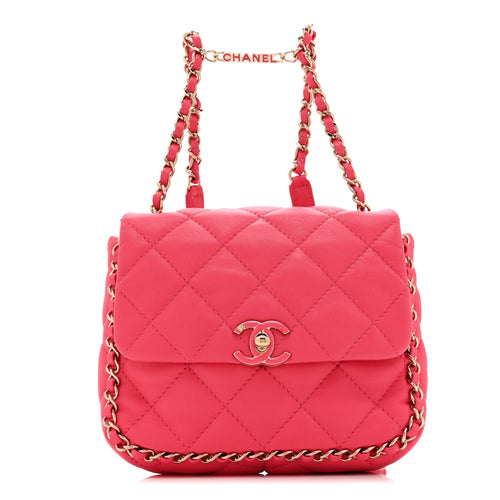Quilted Lambskin Backpack - Pink