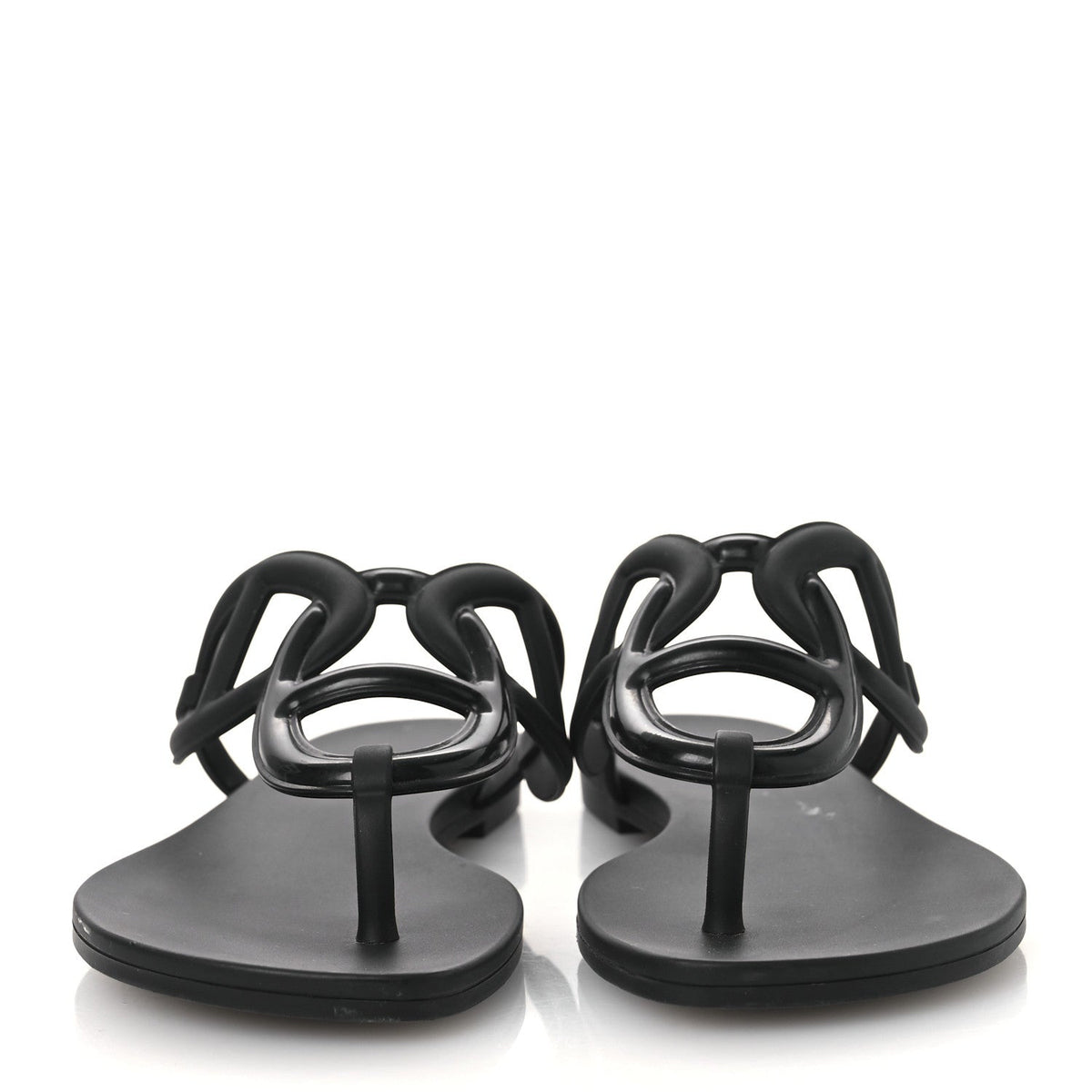 Hermes Rubber Women's Egerie Sandals 36 Black