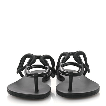 Hermes Rubber Women's Egerie Sandals 36 Black