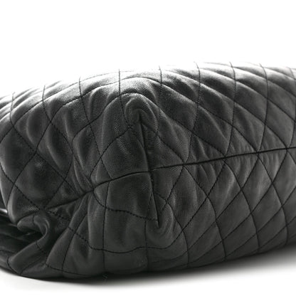 Maxi Quilted Lambskin Tote Bag - Black