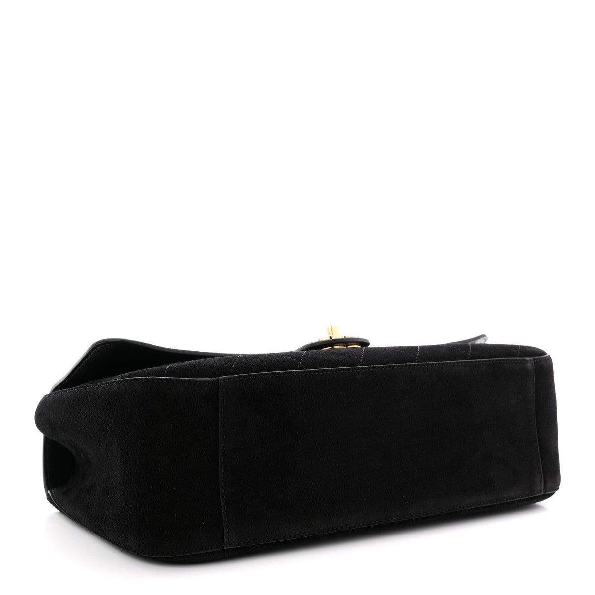 Small Calfskin Suede Flap Shoulder Bag - Black
