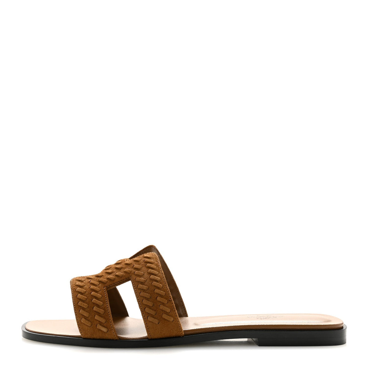 Hermes Suede Goatskin Women's Braided Oran Sandals 40 Brun Fume