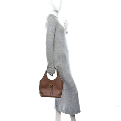 Small Quilted Calfskin Handbag - Brown