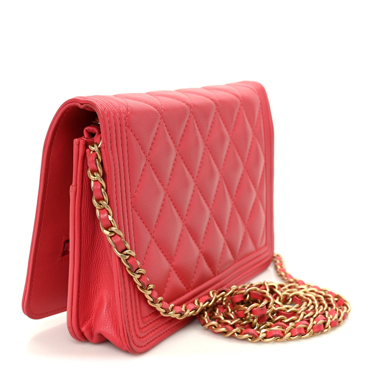Quilted Caviar Wallet Bag - Pink