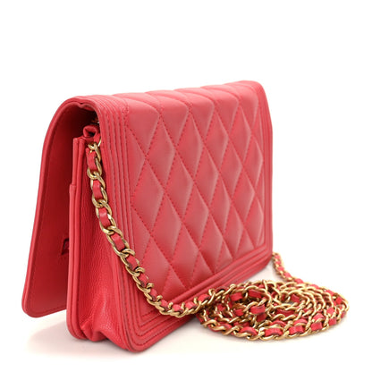 Quilted Caviar Wallet Bag - Pink