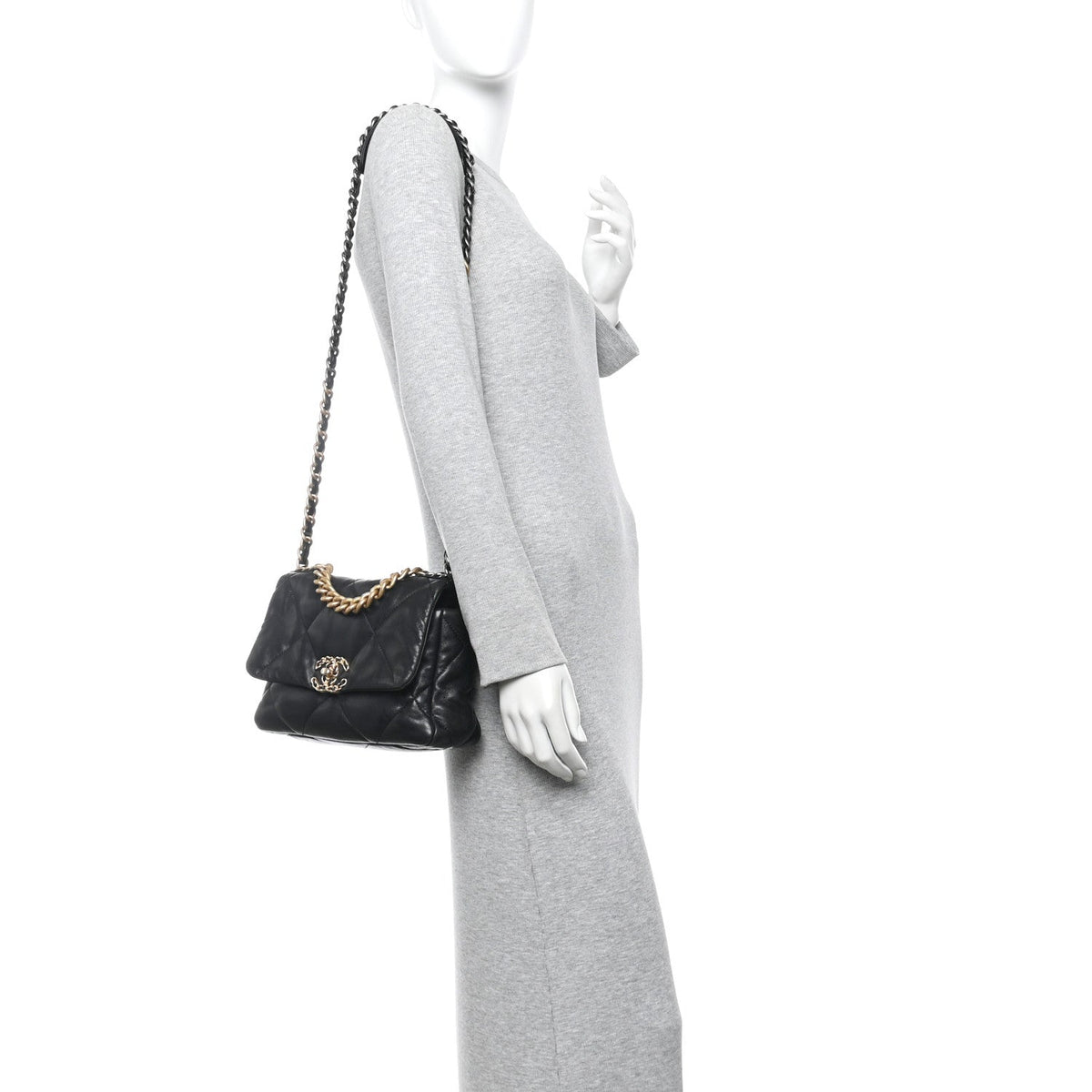 Medium Quilted Lambskin Flap Shoulder Bag - Black