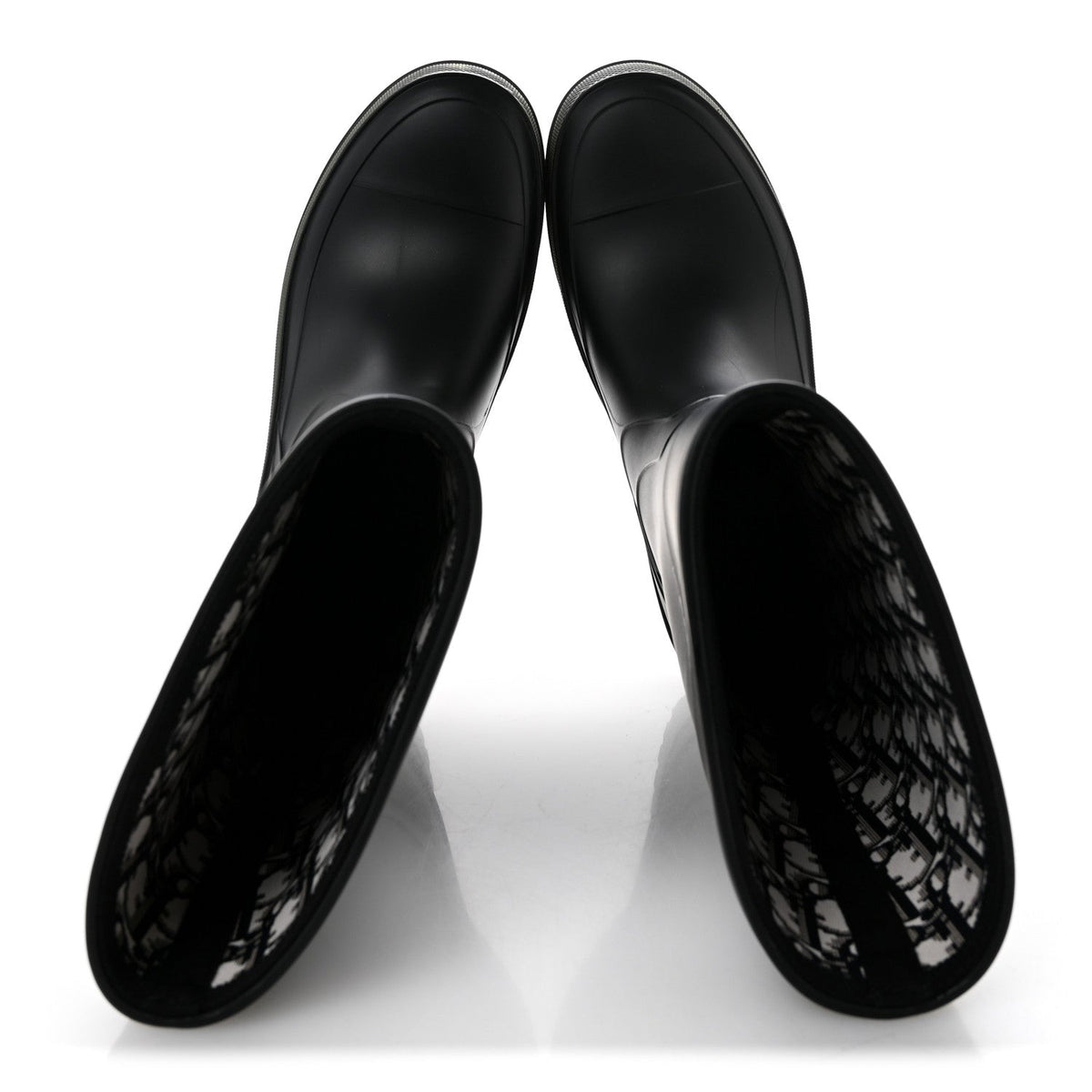 Dior Rubber Women's Diorunion Rain Boots 38 Black Military