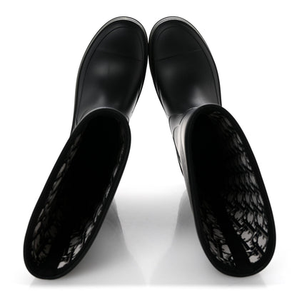 Dior Rubber Women's Diorunion Rain Boots 38 Black Military