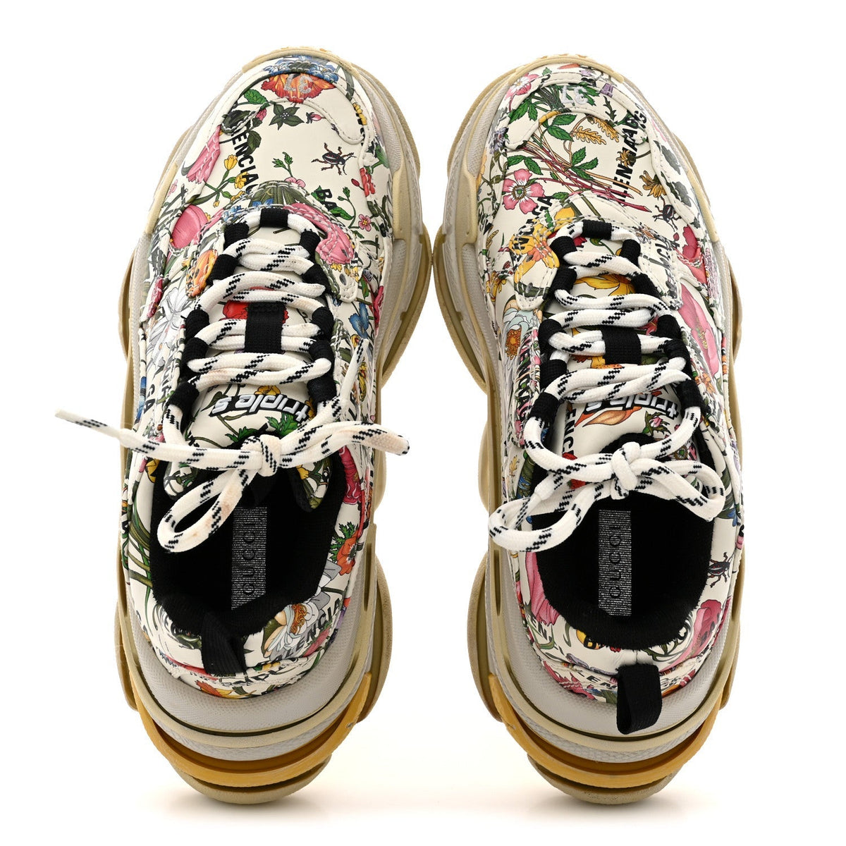 Balenciaga Fabric Women's Flora Triple S Sneakers Multicolor White