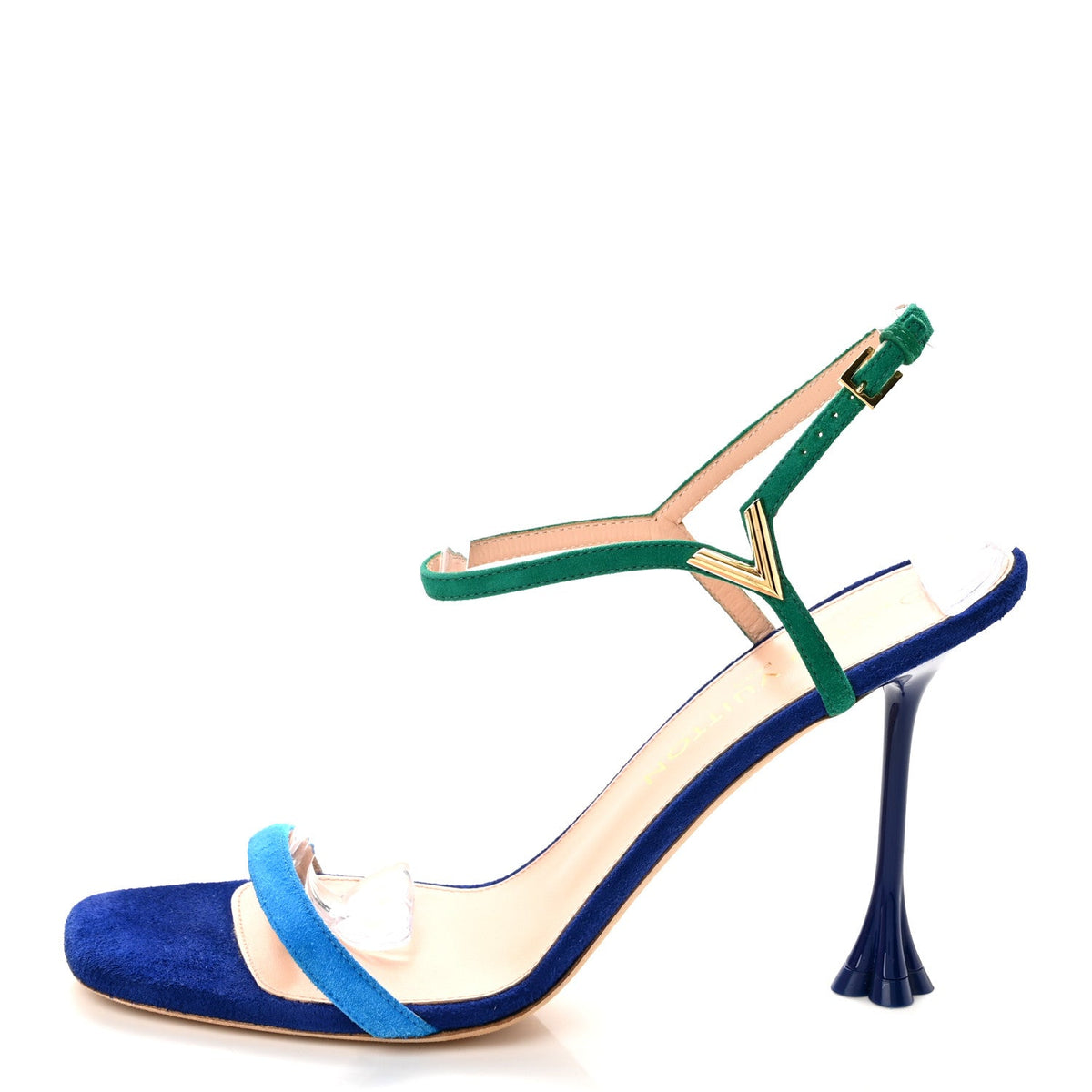 Suede Goatskin Blossom Sandals Blue
