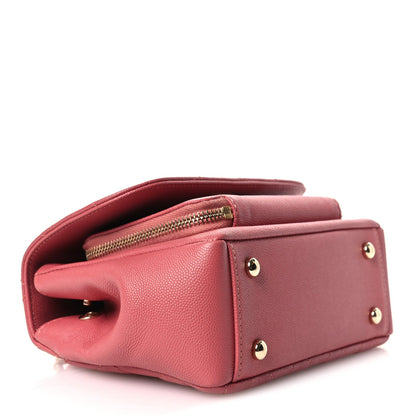 Small Quilted Caviar Flap Shoulder Bag - Pink