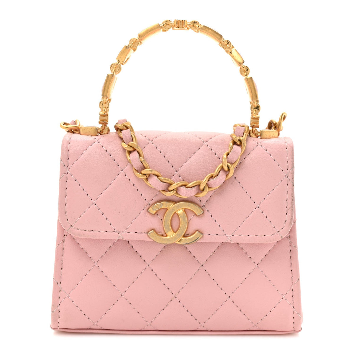 Mini Quilted Lambskin Flap Shoulder Bag - Pink