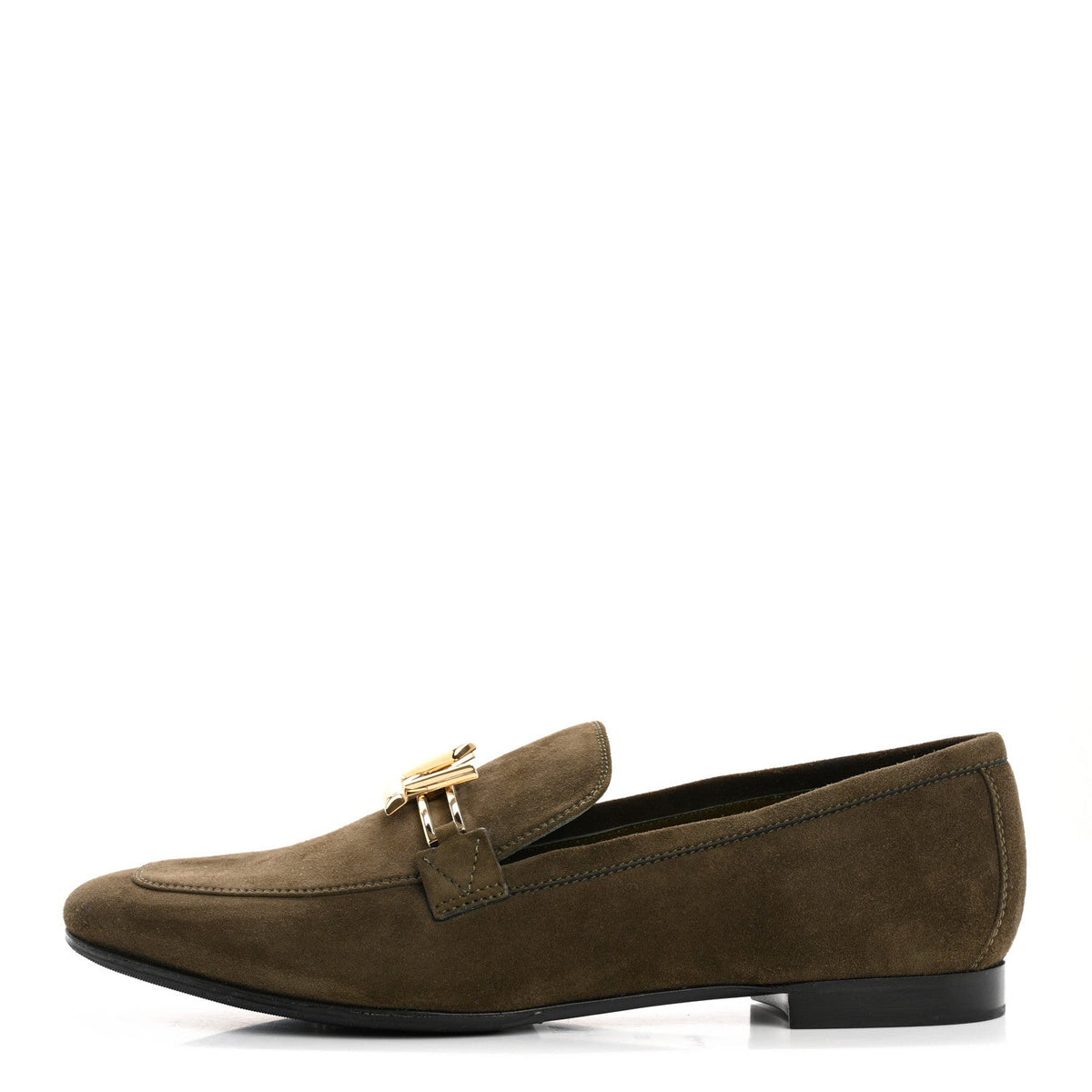 Suede Upper Case Flat Loafers Green