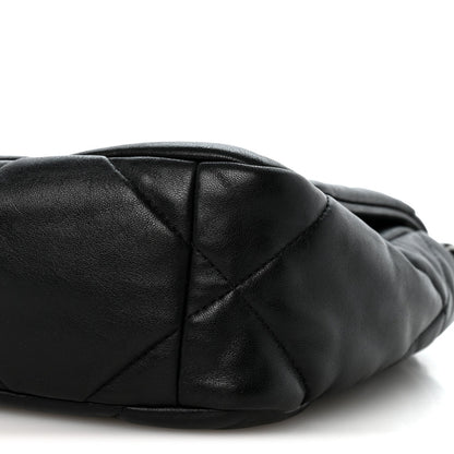 Medium Quilted Lambskin Flap Shoulder Bag - Black