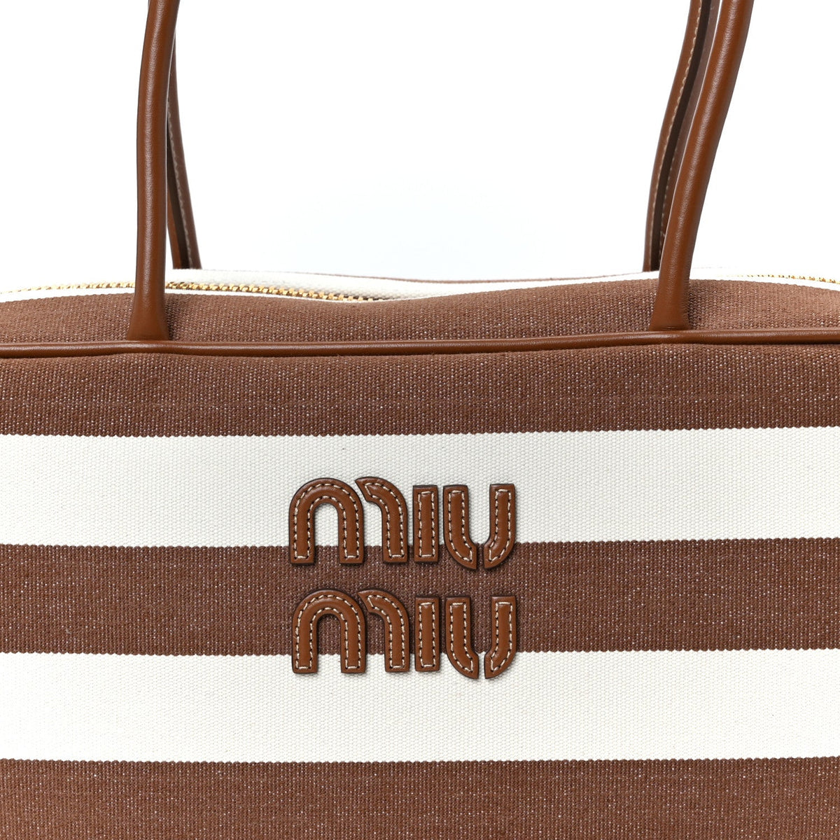 Large Calfskin Canvas Handbag - Natural