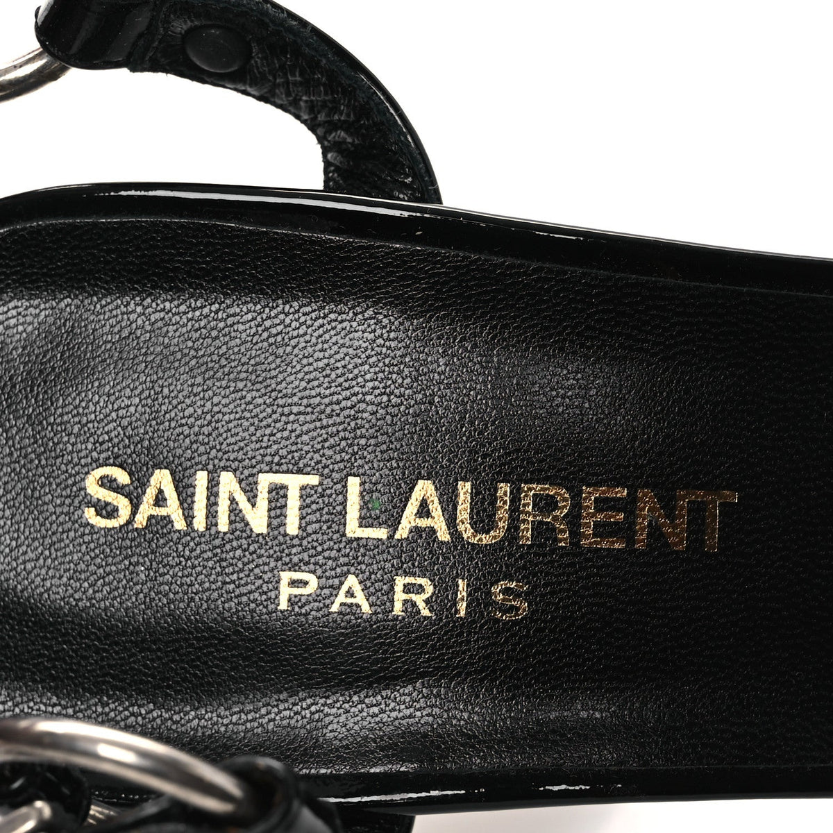 Saint Laurent Patent Calfskin Women's Fetish 105 Sandal 39 Black