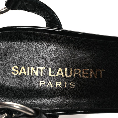 Saint Laurent Patent Calfskin Women's Fetish 105 Sandal 39 Black