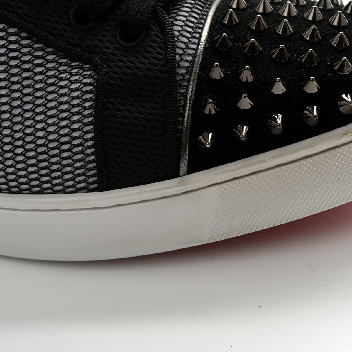 Christian Louboutin Suede Mesh Men's Louis Junior Spikes Orlato Flat Sneakers 42.5 Black White