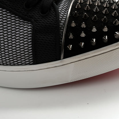 Christian Louboutin Suede Mesh Men's Louis Junior Spikes Orlato Flat Sneakers 42.5 Black White