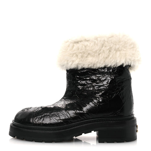 Lambskin Shearling Short Boots Black