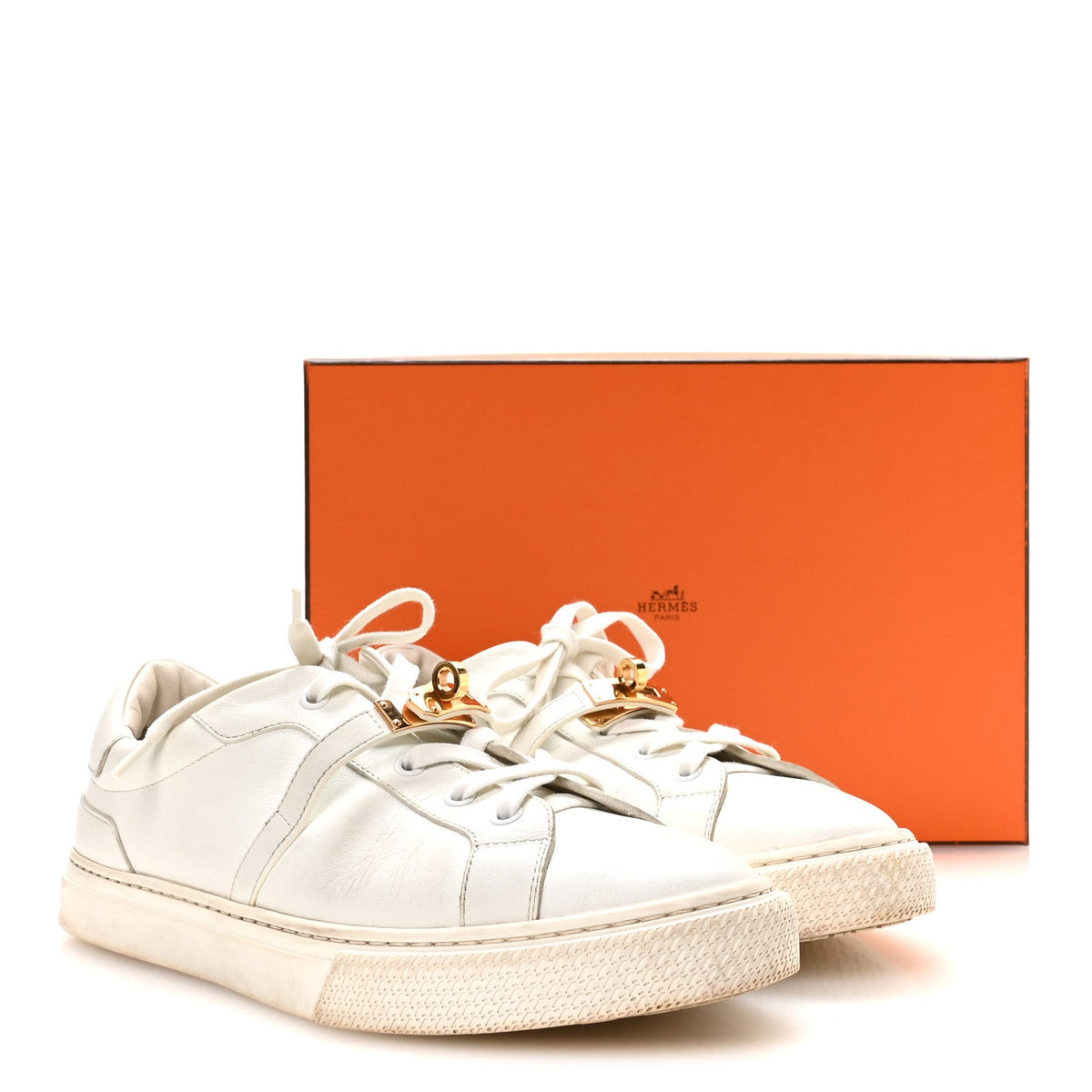 Hermes Calfskin Women's Day Sneakers 40 White