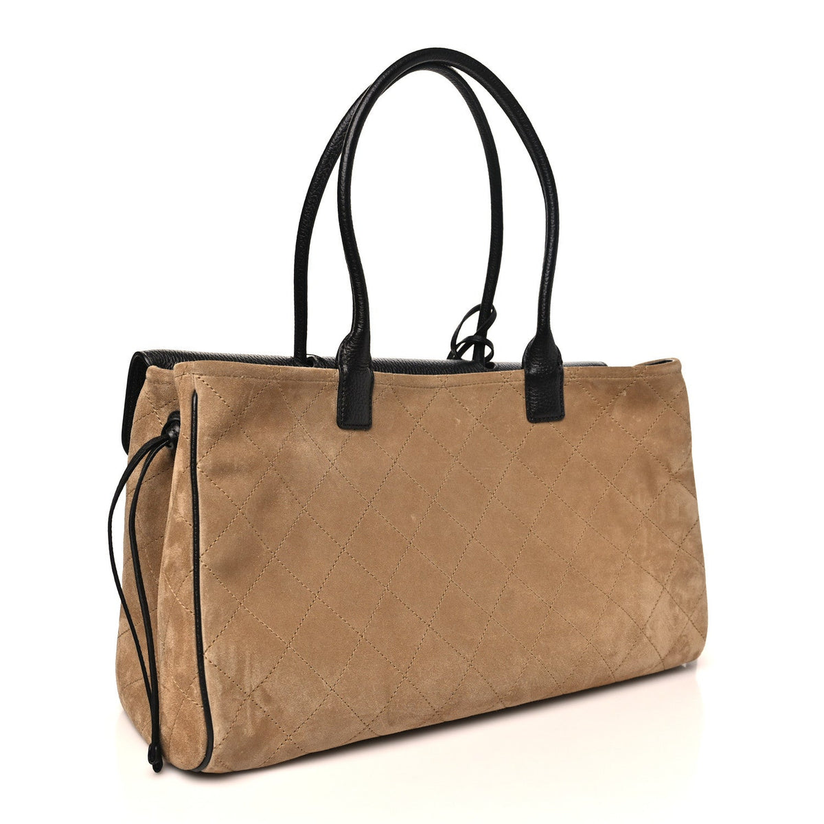 Calfskin Suede Handbag - Beige