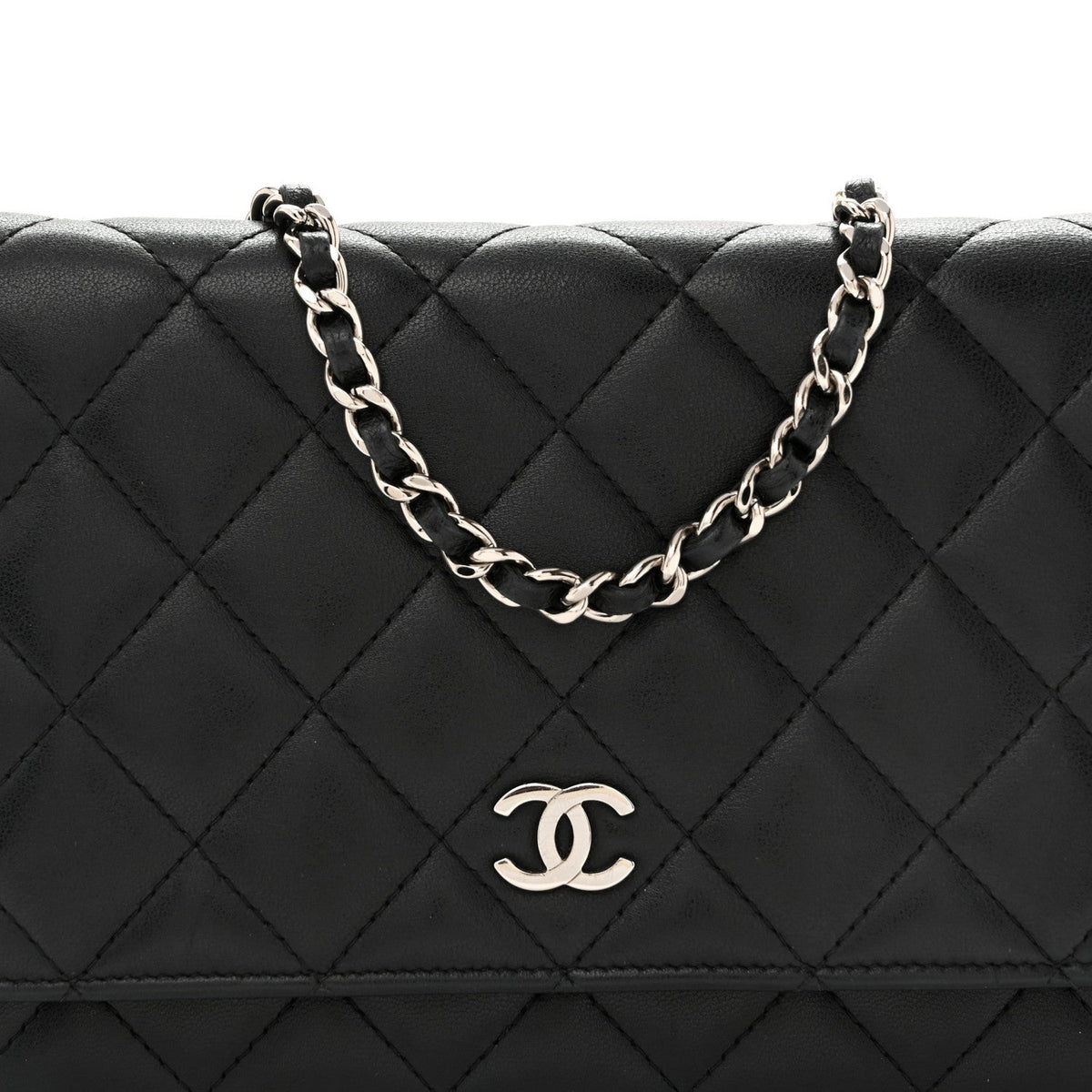 Quilted Lambskin Wallet Bag - Black
