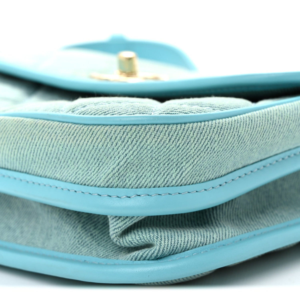 Small Quilted Flap Shoulder Bag - Blue
