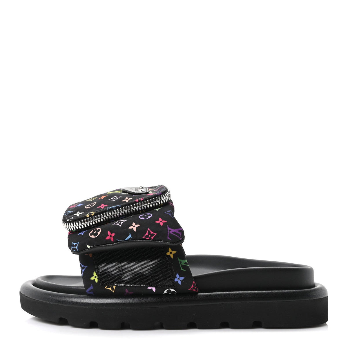 LV X Tm Monogram Multicolor Pool Pillow Flat Comfort Mule Black