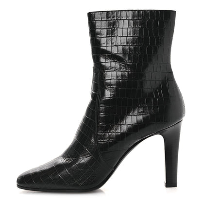Saint Laurent Leather Women's Jane 90 Zip Booties 42 Black
