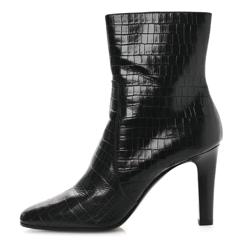 Saint Laurent Leather Women's Jane 90 Zip Booties 42 Black