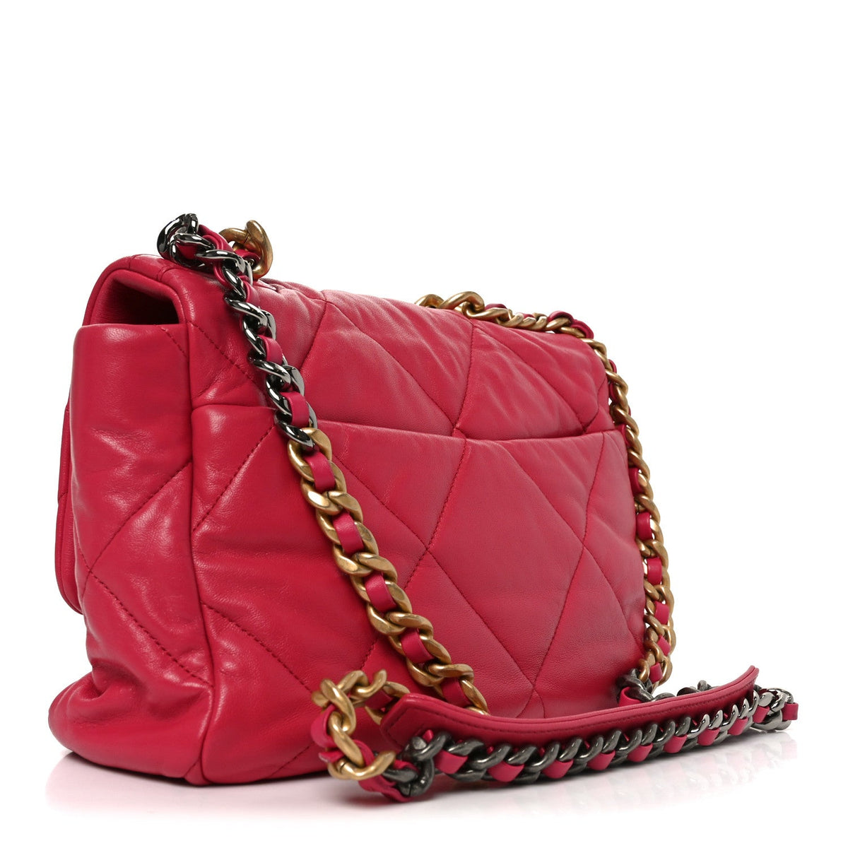 Large Quilted Goatskin Flap Shoulder Bag - Pink